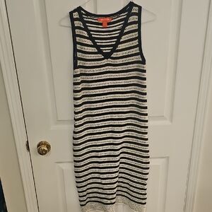 Joe Fresh Navy and Cream Striped Midi Dress